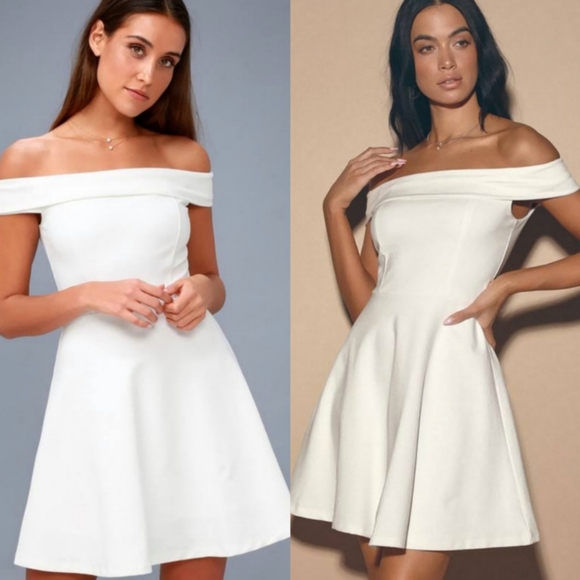 Lulus Dresses & Skirts - NEW Lulus White Off-The-Shoulder Fit Flare Dress